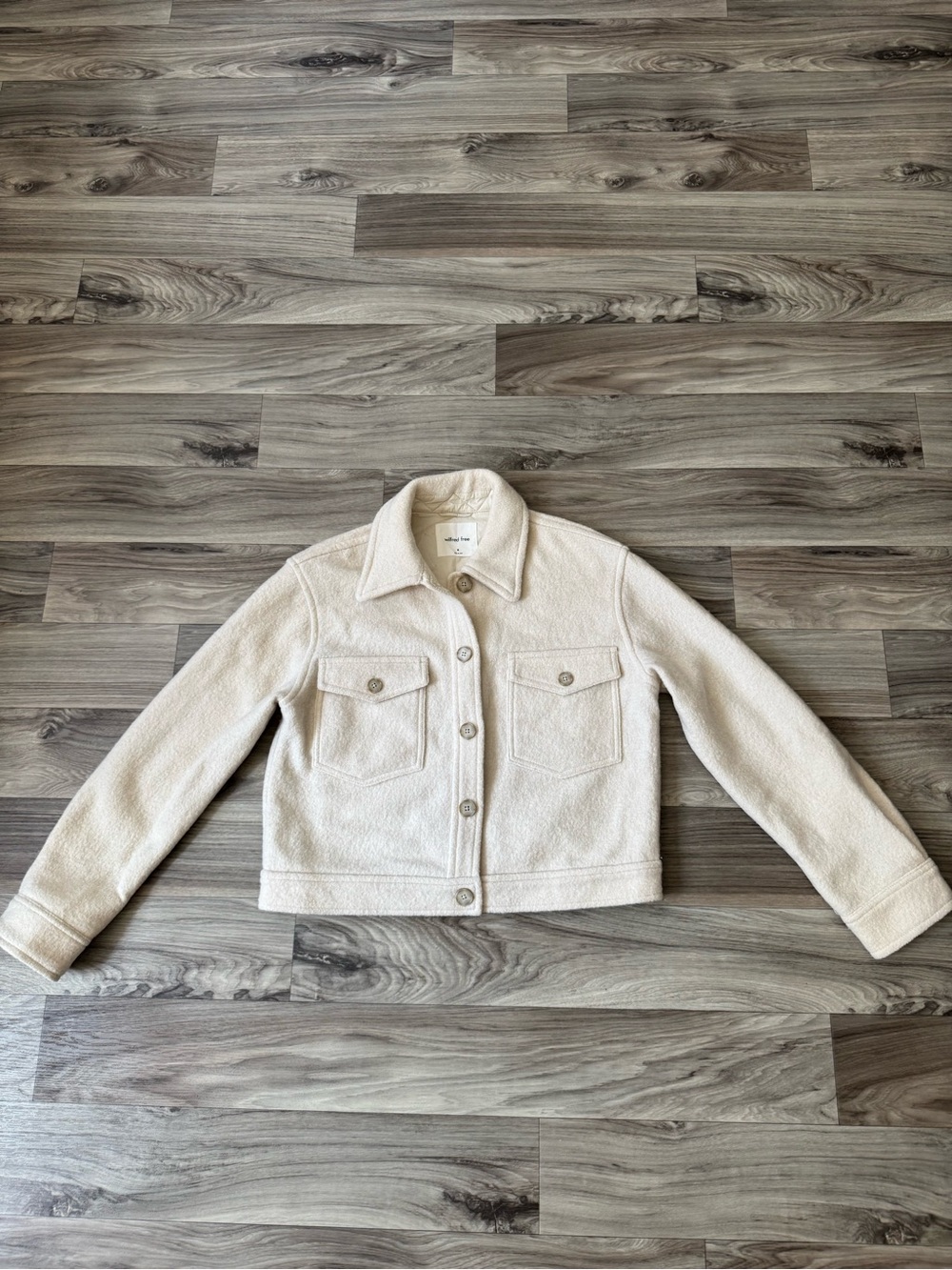 Aritzia Wilfred Free Ganna Cropped Shirt Jacket in Heather Bone Size Medium